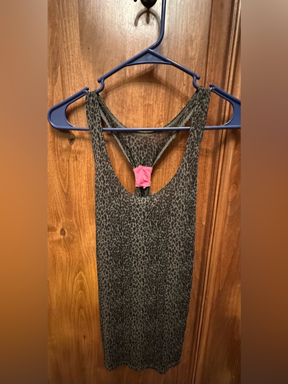 Gray Leopard Racerback Tank with Pink Accent